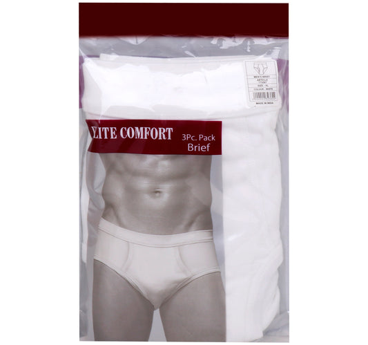 ملابس داخلية رجالية من القطن المريح من Elite Comfort، مقاس XL، 3 قطع، أبيض، ELXBW