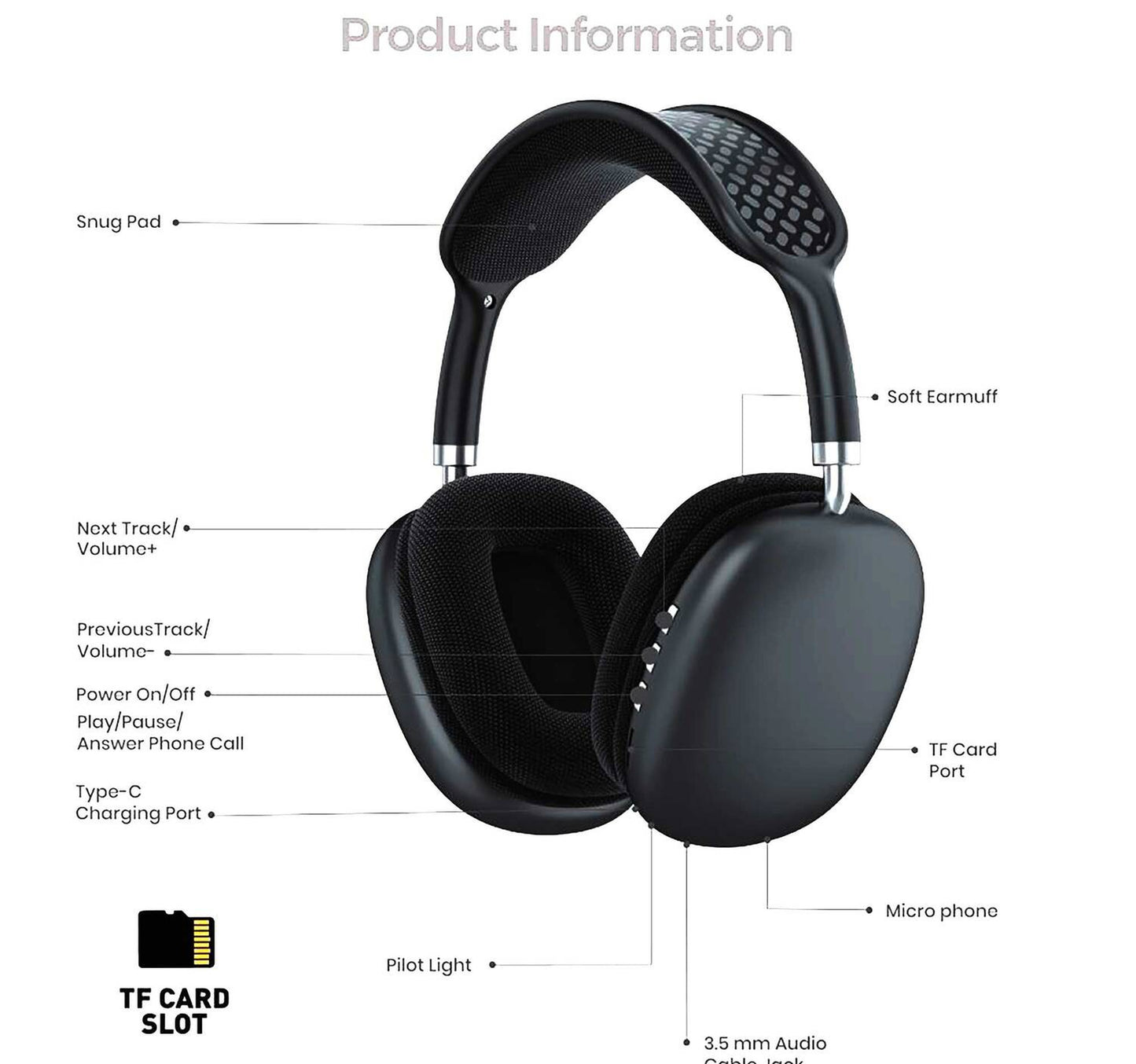 Iends Wireless Stereo Headphones Black IE-B77