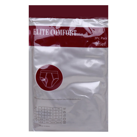 Elite Comfort Cotton Men's Brief, XL, 3 pcs, White, ELXBW