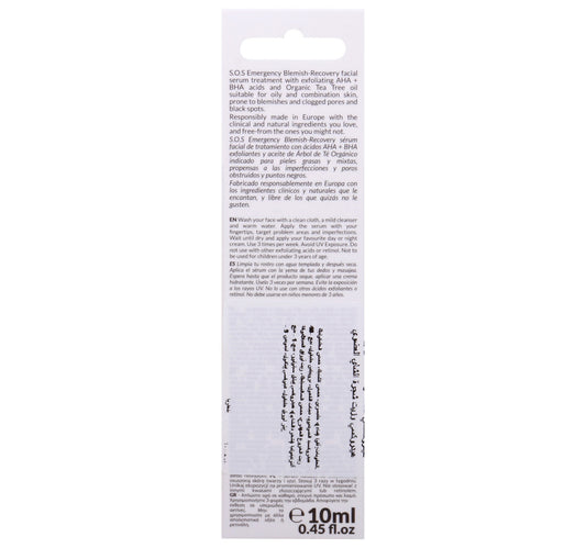 Biovene Blemish S.O.S Emergency-Pro 20% AHA + BHA + Organic Tea Tree Facial Serum Treatment 10 ml
