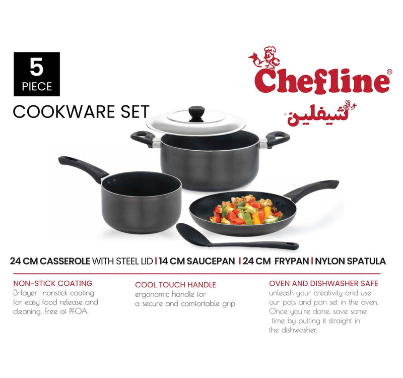 Chefline Non Stick Cookware Set, 5 pcs, INDP