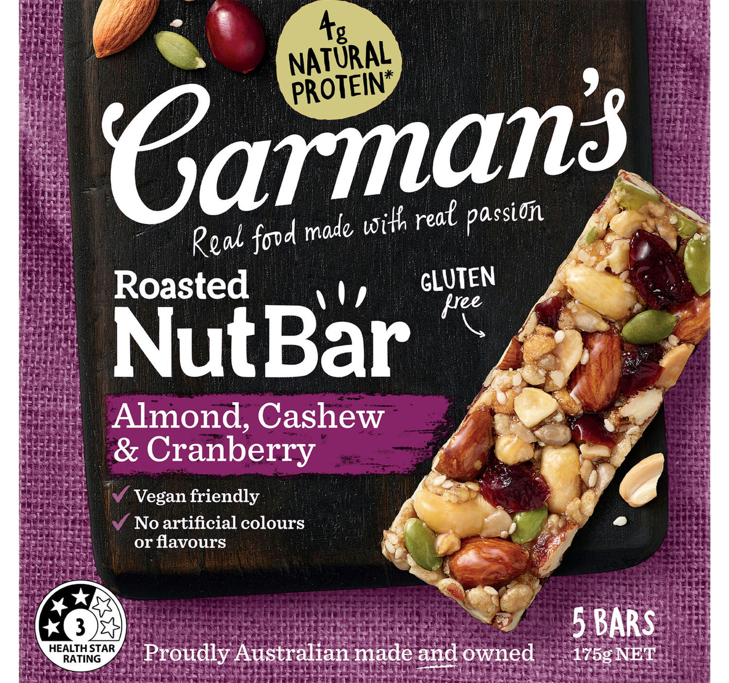 Carmans Almond Cashew & Cranberry & Nut Bar 5 x 35 g Lulu Hypermarket