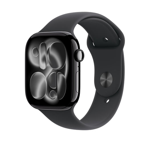Apple Watch Series 11 GPS Smartwatch, 46 mm Jet Black Aluminium Case with Black Sport Band (S/M), MEUW4AF/A