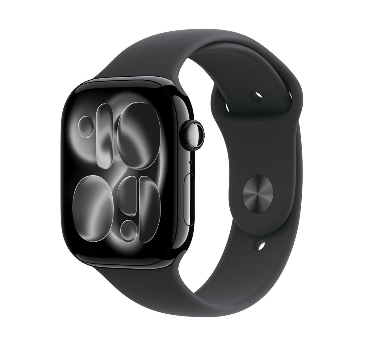 Apple Watch Series 11 GPS Smartwatch, 46 mm Jet Black Aluminium Case with Black Sport Band (S/M), MEUW4AF/A
