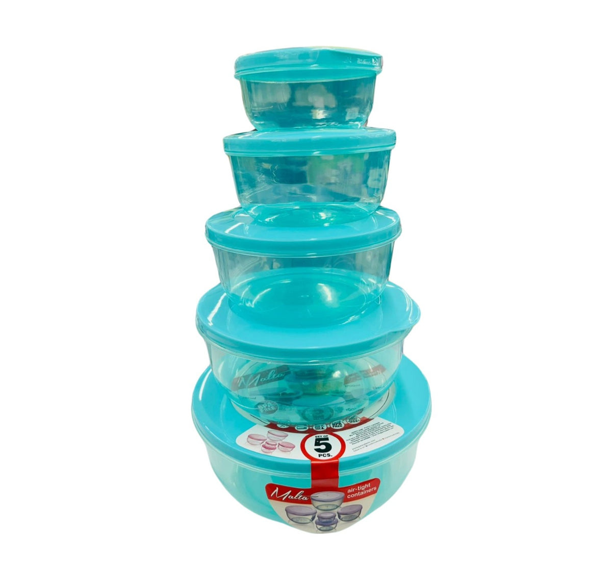 Master Cook Malta Round Food Container Set, Assorted, 5 pcs