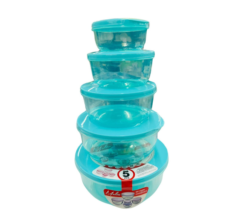 Master Cook Malta Round Food Container Set, Assorted, 5 pcs