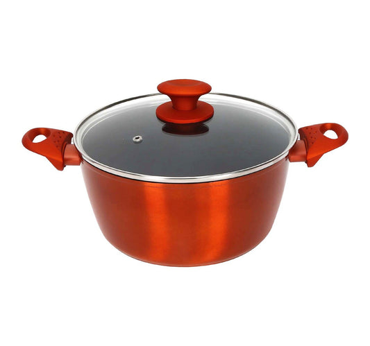 Chefline DZN30 Induction Base Ceramic Natural Coating Dutch Oven, 30 cm, Red