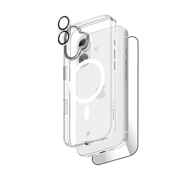 Smartix iPhone 17 Magnetic Clear Case + Glass + Clear Camera Glass, SM17BMMB