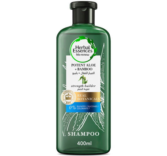 Herbal Essences Hair Strengthening Sulfate Free Potent Aloe Vera + Bamboo Natural Shampoo for Dry Hair 400 ml