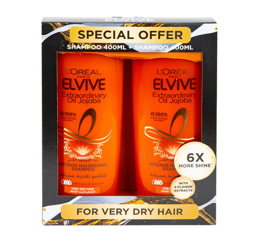 L'Oreal Paris Elvive Extraordinary Oil Jojoba Intense Nourishing Shampoo 2 x 400 ml