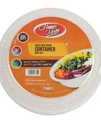 Home Mate Microwave White Round Container With Lid Size 720 ml 6 pcs