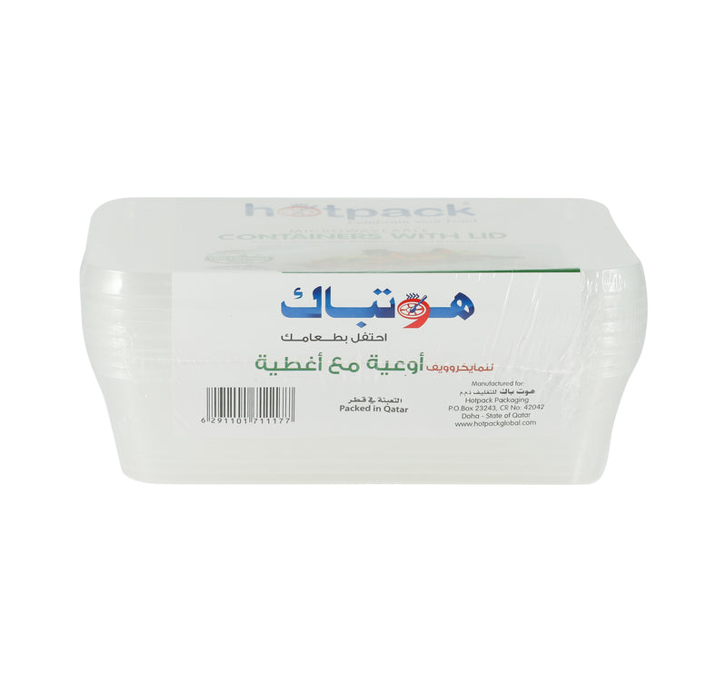 Hot Pack 500 ml Microwavable Container with Lid 5 pcs