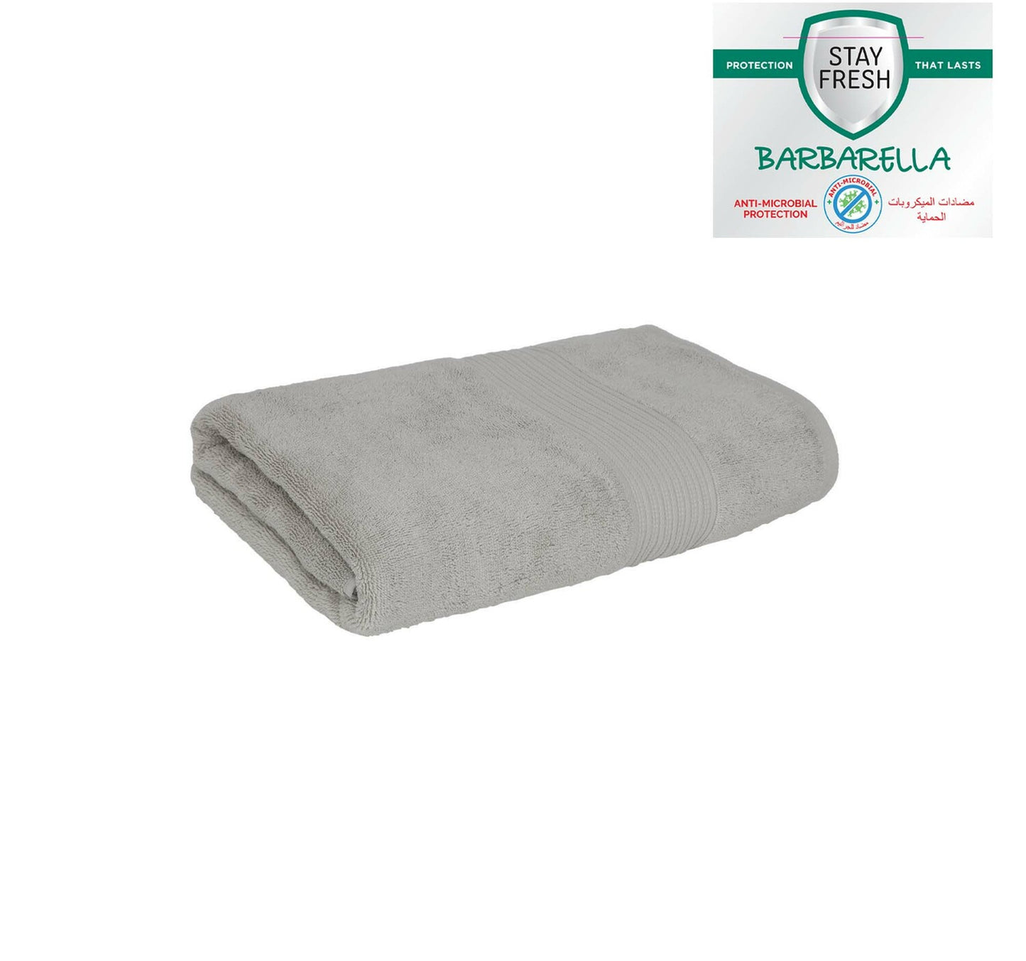 Barbarella Anti-Microbial Bath Towel, 70 x 140 cm, Grey