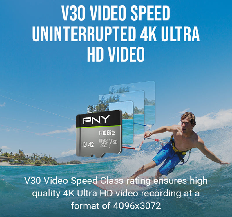 PNY PRO Elite Class 10 U3 V30 microSD Flash Memory Card, 256 GB, P-SDU256V32100PRO-GE