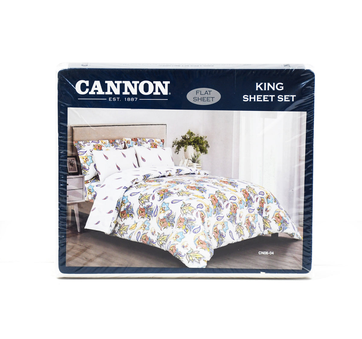Cannon Printed King Size Bedsheet Set, 3 pcs, 180 Thread Count