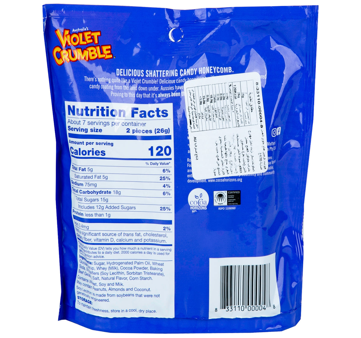 Violet Crumble Candy Honeycomb Original Bite Sized Cubes 170 g