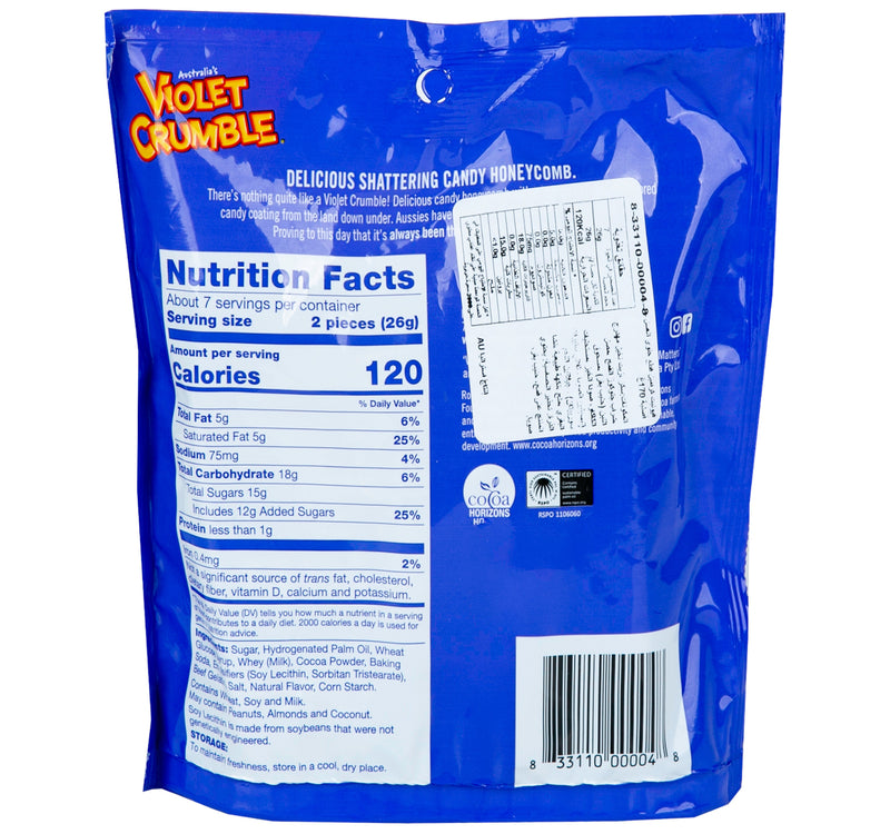 Violet Crumble Candy Honeycomb Original Bite Sized Cubes 170 g