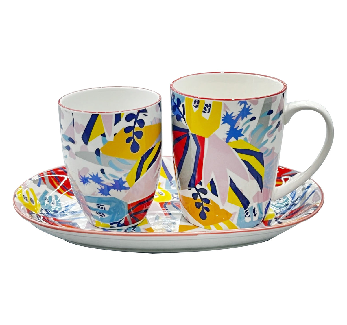 Danny Home Porcelain Tea Set with Tray, 3 pcs, Assorted, T-004