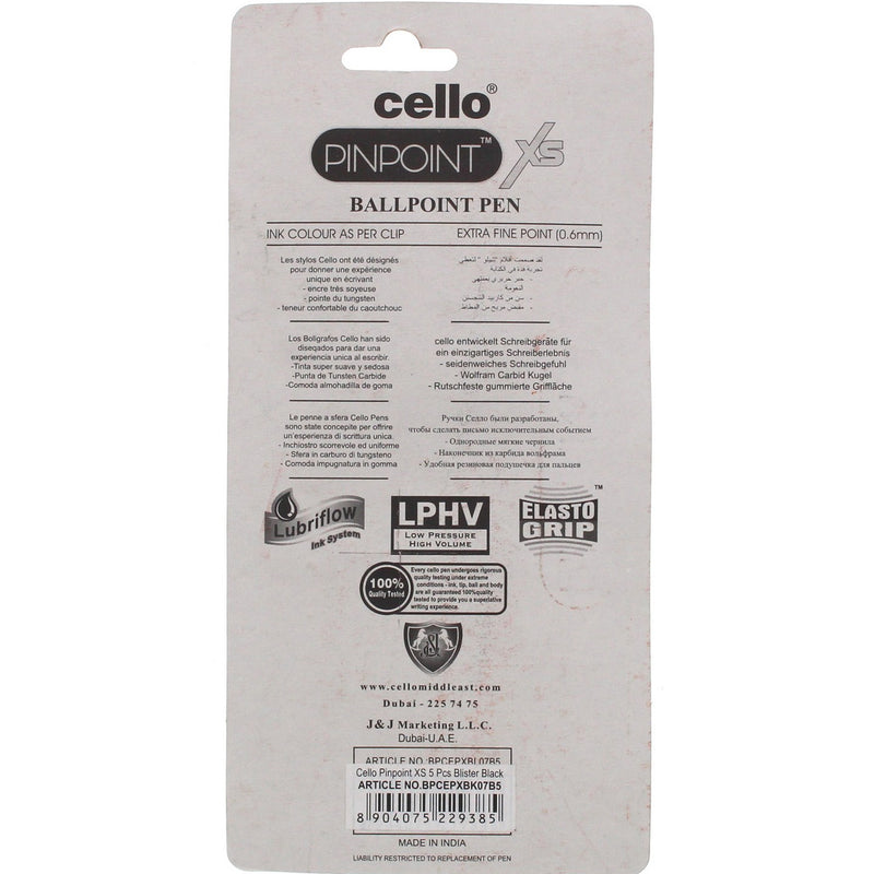 Cello Ball Pen Pinpoint XS Black 5's
