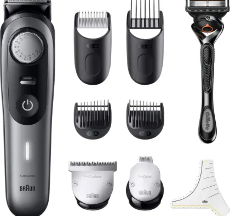 Braun Professional Beard Trimmer with ProBlade and 10 barbering tools, Grey, BT9420