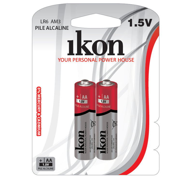 Ikon Alkaline AA Battery IKLR6BP2, Pack of 2Pc