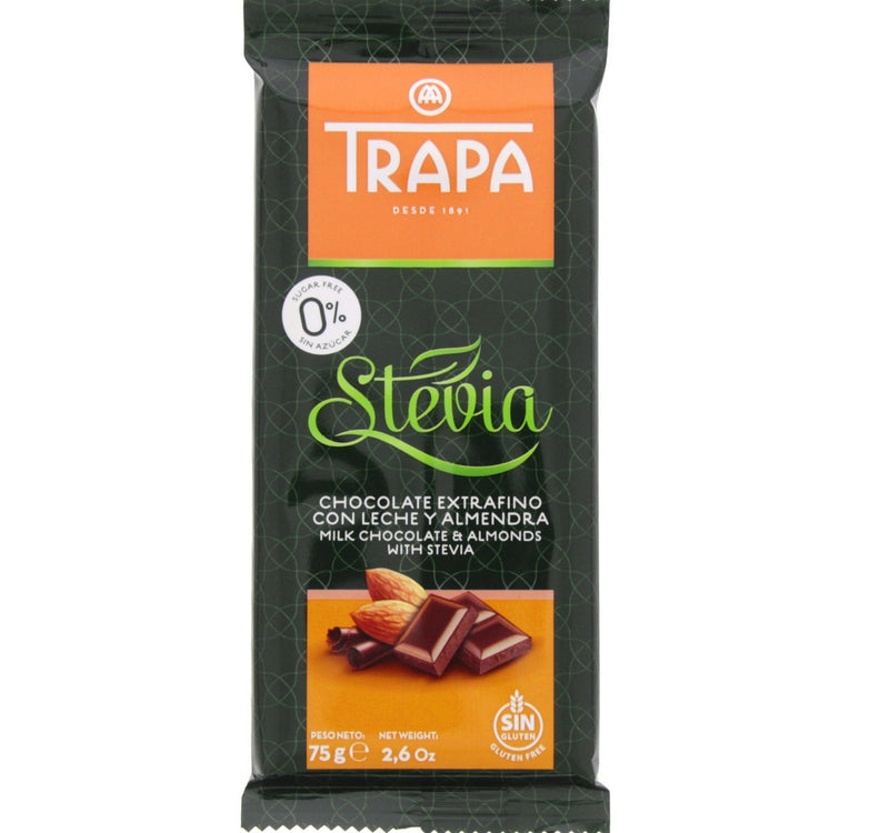 Trapa Stevia Milk & Almond Chocolate Bar 75 Gm Lulu Hypermarket