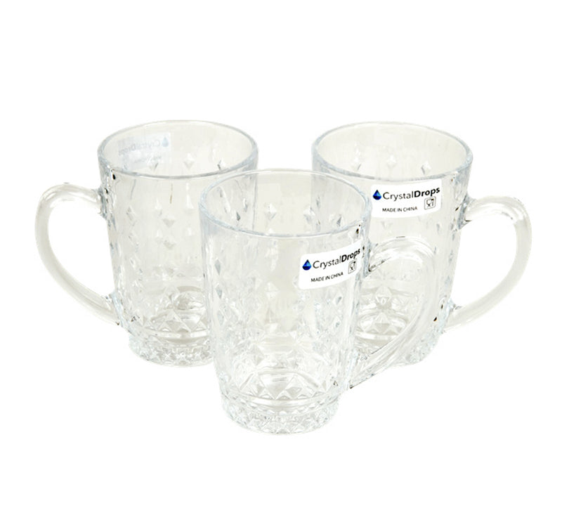 Crystal Drops Glass Mug Set, 3 pcs, GB094207ZG