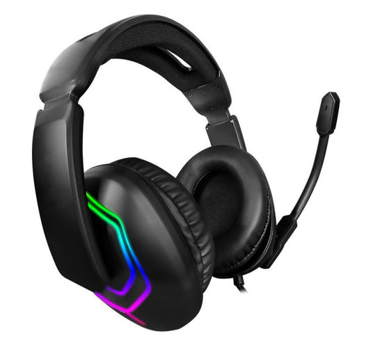 سماعة رأس سلكية للألعاب من تراندز RGB مع ميكروفون، أسود، TR-HS917