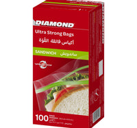 Diamond Ultra Stong Zipper Sandwich Bags Oxo-Biodegradable Size 16.5 x 14.9 cm 100 pcs