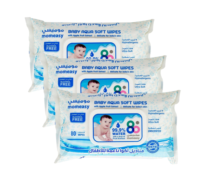 Mom Easy Baby Aqua Soft Wipes 80pcs 2+1