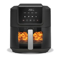 Nutricook Air Fryer Slim, Large Basket, Air Fry, Bake, Reheat, with 5 Presets, Clear Window & Internal Light, NC-AFS100, 5Ltr, Black, 1500 Watts