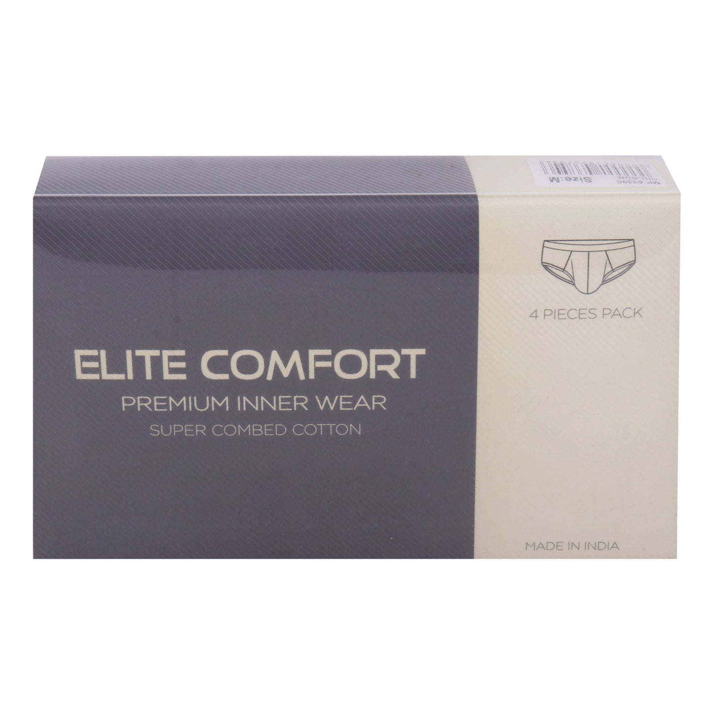 Elite Comfort Combed Cotton Men's Brief, M, 4 pcs, Assorted