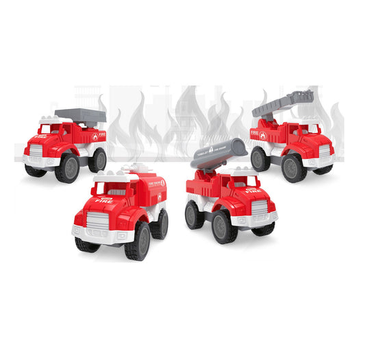 شاحنة إطفاء Skid Fusion Pull-Back، عبوة من 4 قطع TZ558 متنوعة