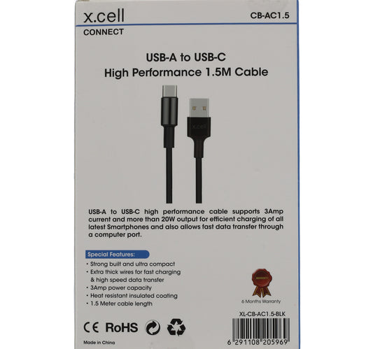 X.Cell Type C-USB Cable CB-AC1.5 Black