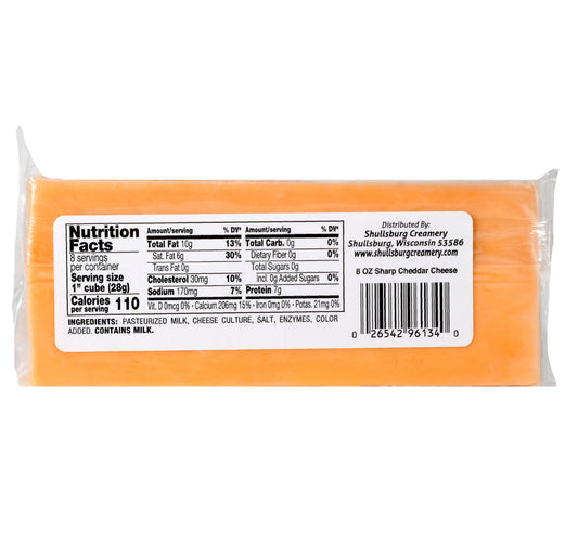 Shullsburg Creamery 100% Natural Sharp Cheddar Cheese 227 g