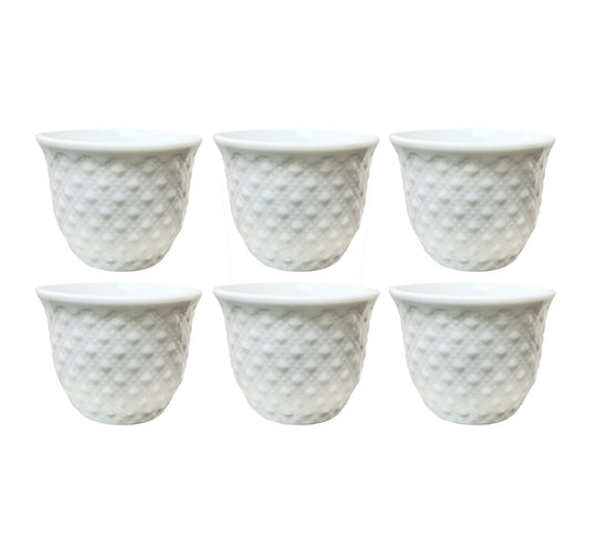 Home Ceramic Cawa Cups, 60 ml, 6 pcs, White, GUANG-H4245