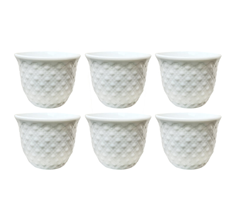 Home Ceramic Cawa Cups, 60 ml, 6 pcs, White, GUANG-H4245