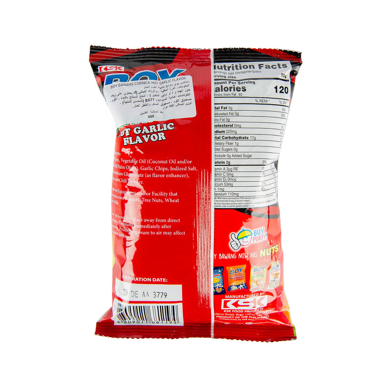 KSK Boy Bawang Hot Garlic Flavour Cornick 90 g
