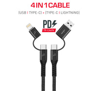 Trands 4 In 1 Cable USB and Type C Type C and Lightning Cable CA676