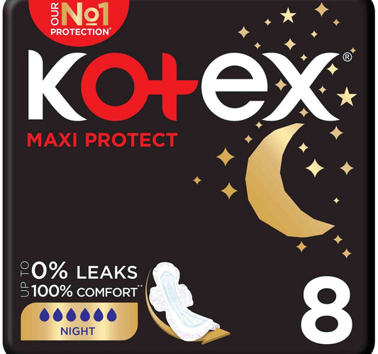 Kotex Maxi Protect Thick Overnight Protection Sanitary Pads with Wings 8 pcs