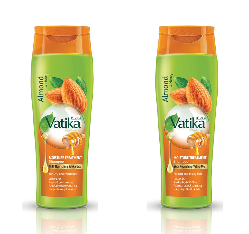 Vatika Naturals Moisture Treatment Shampoo Enriched with Almond & Honey For Dry & Frizzy Hair With Nourishing Vatika Oils 2 x 400 ml