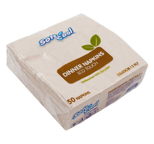 Soft N Cool Dinner Napkins Brown 2 Ply 33 x 33cm 50 pcs