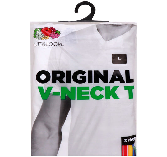 Fruit of the Loom Men's V-Neck T-Shirt, L, 3 pcs, 1700233