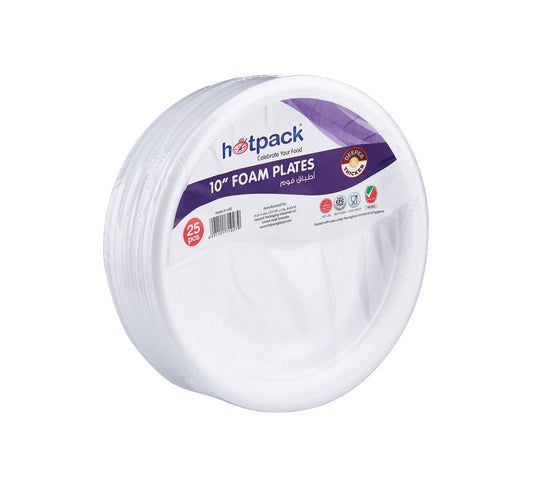 Hotpack Foam Plates 10inch 25 pcs