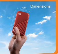 WD My Passport™ SSD 2TB Red, 1050MB/s Read, 1000MB/s Write, PC & Mac Compatiable