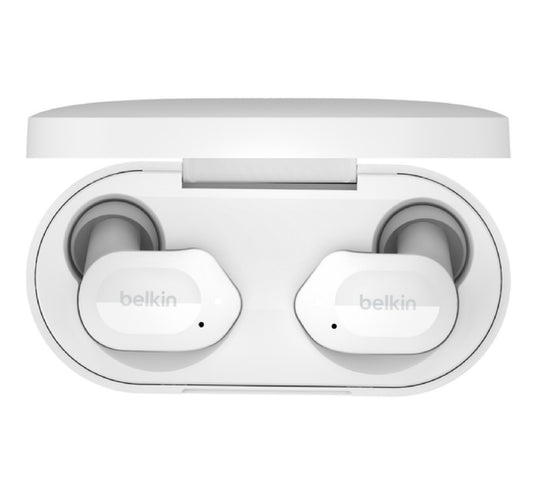 Belkin SOUNDFORM (TWS-C005)True Wireless Earbuds (Bluetooth Headphones with Noise Isolation, Touch Controls, 24 Hours Playtime, Sweatproof) Wireless Headphones, Bluetooth Earbuds,White