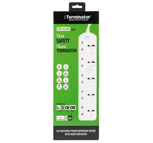 Terminator Extension Socket 5 Way TPB-835UK 3 Meter