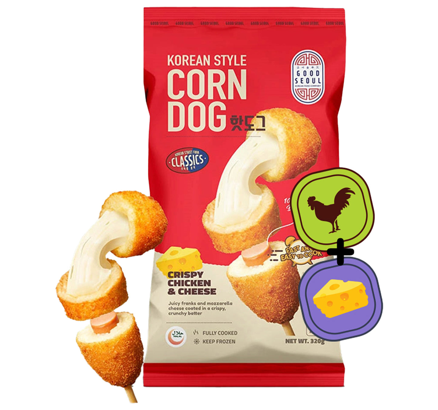 Good Seoul Korean Style Corn Dog Crispy Chicken & Cheese 320 g