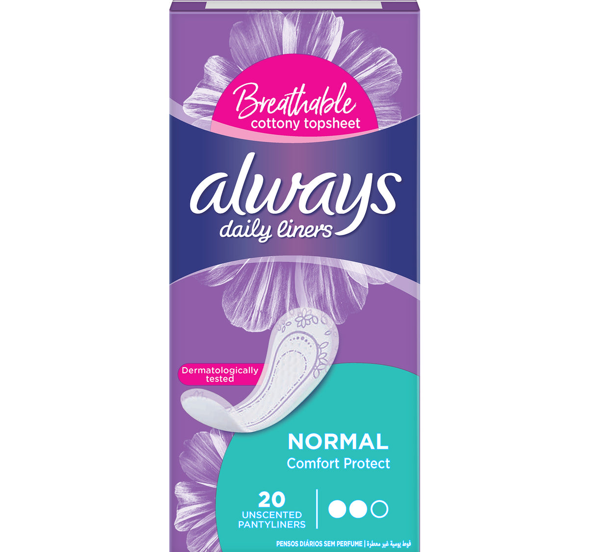Always Daily Liners Comfort Protect Normal Unscented 20pcs