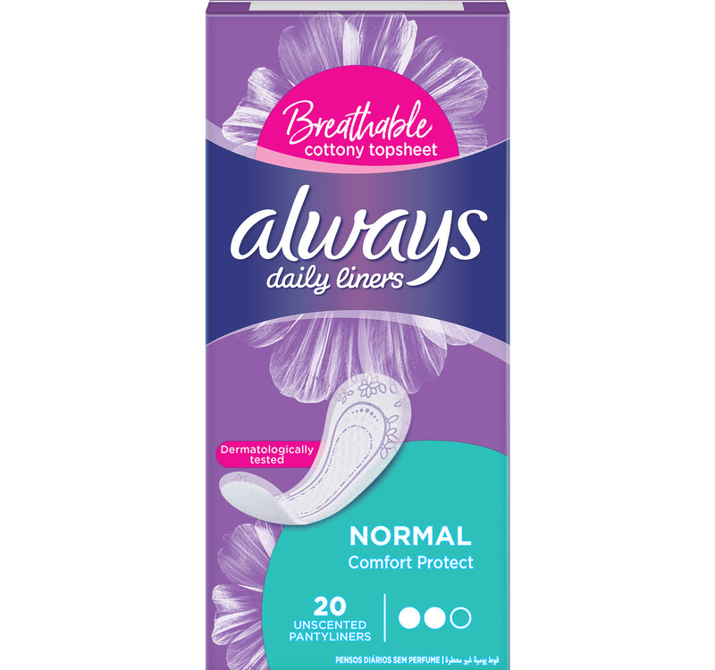 Always Daily Liners Comfort Protect Normal Unscented 20pcs